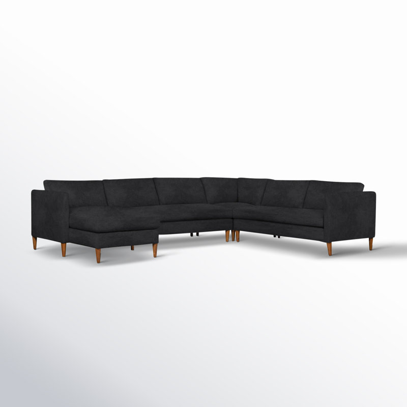 Clifford 4-Piece Upholstered Custom Sectional, Left Hand Facing, Bella Gunmetal Performance Velvet
