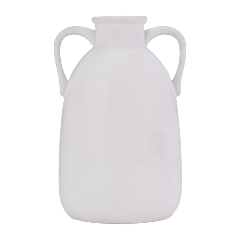 Vase neutre contemporain avec poignées, Blanc