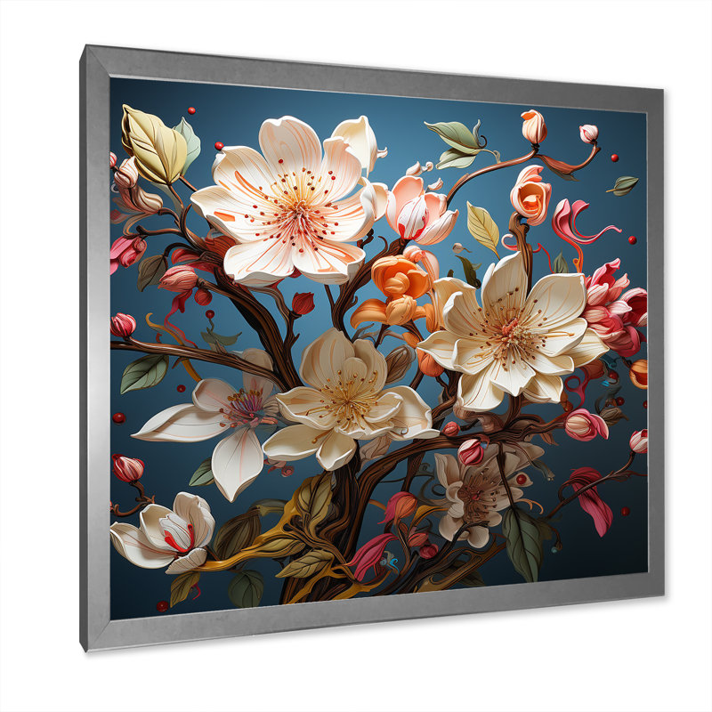 Doux chant de magnolia I, H 16 po x l 16 po, Cadre photo argenté