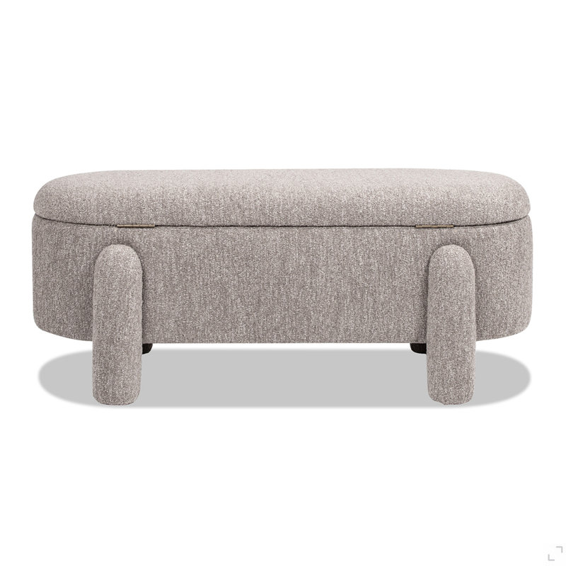 49" Oval Fully Upholstered Storage Bench,  Boucle