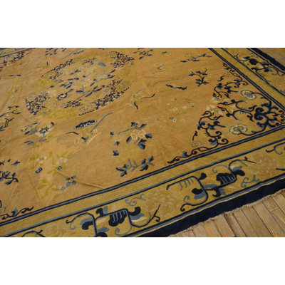 Tapis antique antique médaillon chinois ivoire des années 1890
