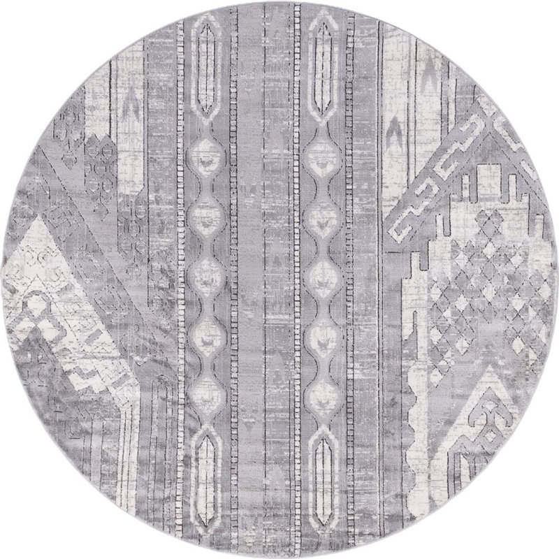 Tapis transitionnel couleur de pierre Wenden, Rond 5 pi