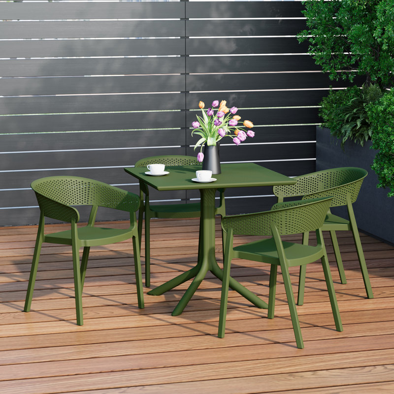 Ensemble repas carré pour 4 personnes, Vert