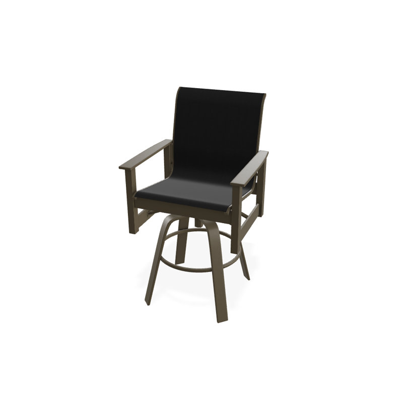 Fauteuil pivotant à hauteur de barre Leeward MGP, Noir 5D Sunbrella®, Bois de plage texturé