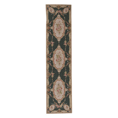 Hand-Knotted High-Quality Black and Pink Runner