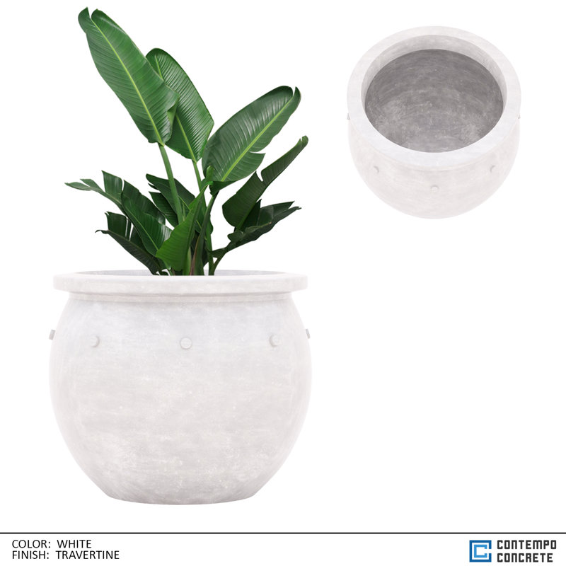 Jardinière Zena, Travertin blanc, H 24 po x l 36 po x P 36 po