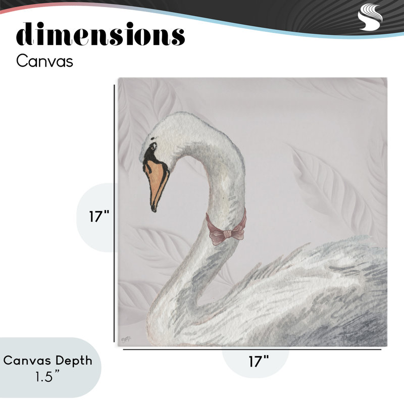 Soft Soft Swan & Bow Canvas, design par Elizabeth Medley, H 17 po x l 17 po