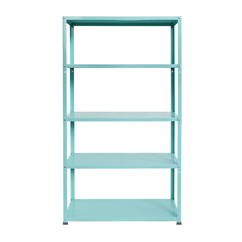 Turquoise Adjustable Steel 5-Shelf Bookcase