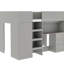 Lit mezzanine gris avec bureau, garde-robe et espace de rangement