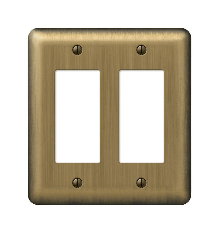 Amerelle Devon Brushed Brass 2 gang Stamped Steel Decorator Wall Plate 1 pk