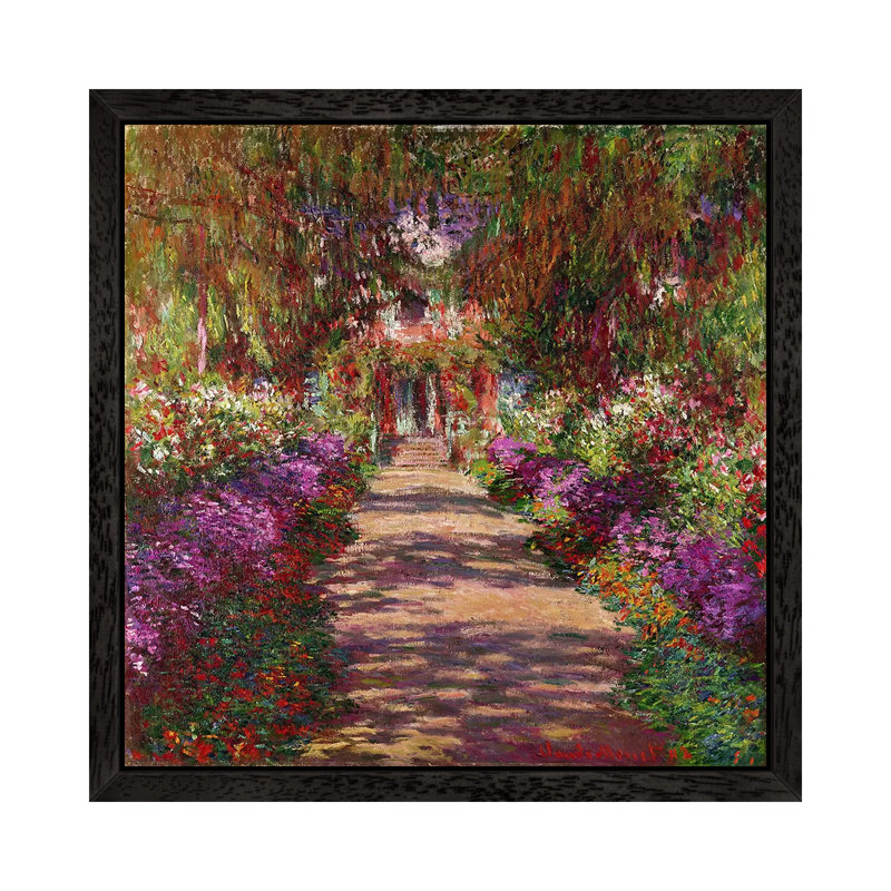 A Pathway In Monets Garden, Giverny, 1902 by Claude Monet - Print on Canvas, 45.72 cm H x 45.72 cm W, Black Framed