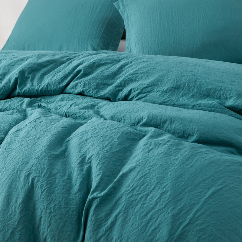  Ensemble de housse de couette surdimensionné en microfibre prélavée gonflant Natural, Sarcelle profondeurs de l’océan