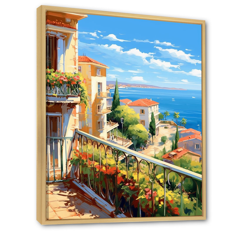Beaux paysages en Italie - décoration murale Italie, H 44 po x l 34 po x P 1,5 po, Cadre flottant en érable