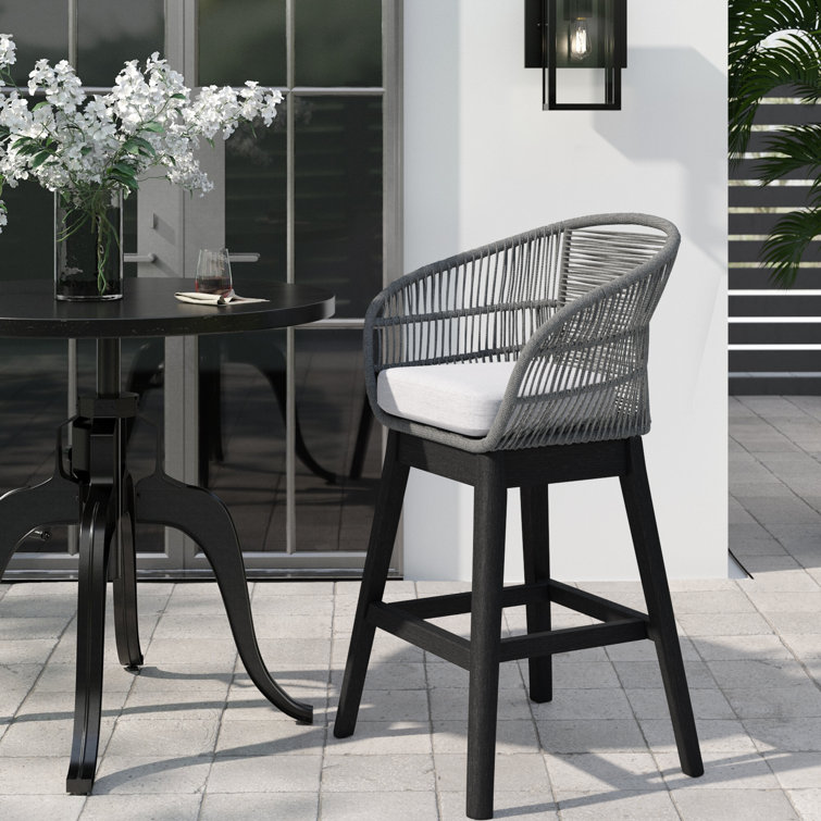 Arra Indoor or Outdoor Counter or Bar Height Bar Stool in Eucalyptus Wood with Rope