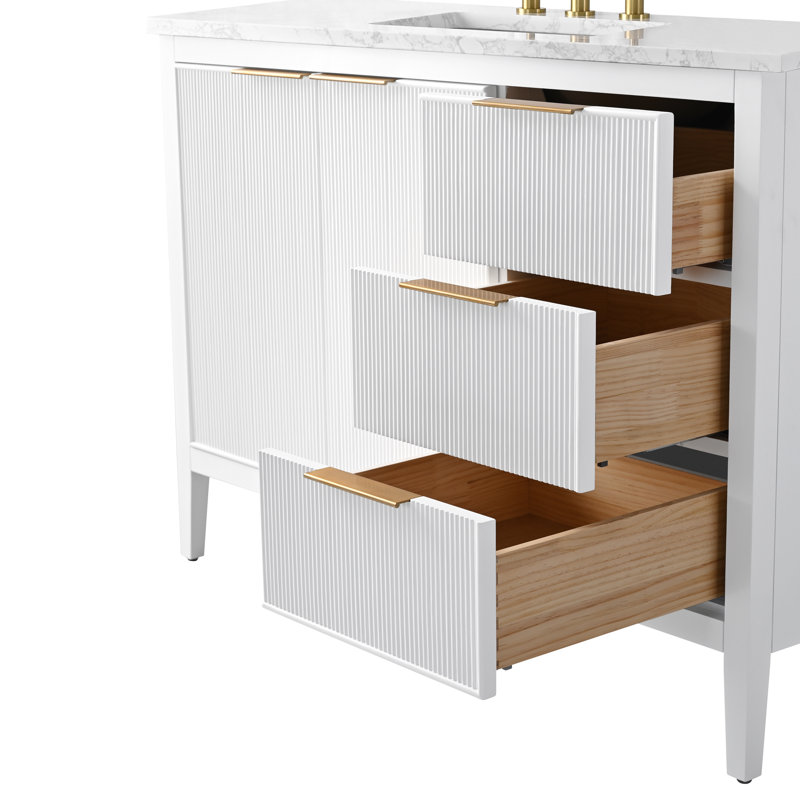 Emma 48" W Single Vanity, White/Brushed Bronze