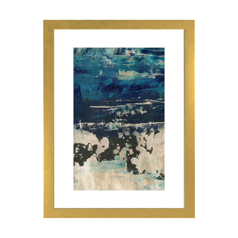 «Silver Surf I» par Ethan Harper - reproduction d'art, H 24 po x l 16 po x P 1 po, Papier encadré doré, Blanc