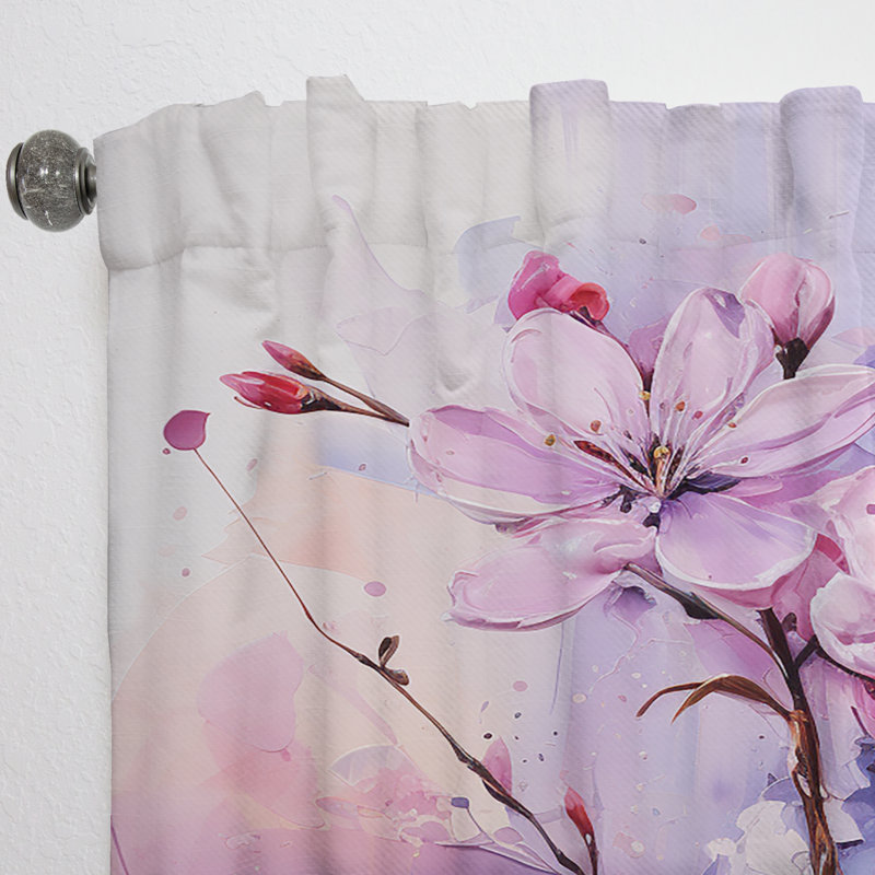 Kezzia - Rideau obscurcissant floral lilas - 1 panneau, L 52 po x L 108 po
