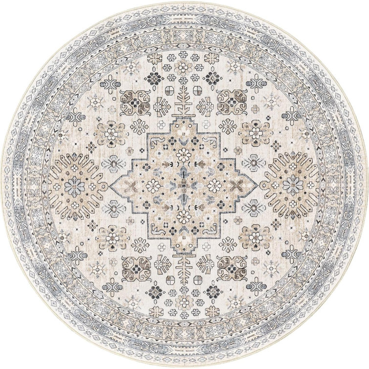 Medallion Non Slip Washable Rug(Beige)