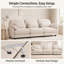 Canapé 2 places surdimensionné en chenille avec 2 poufs amovibles, canapé lounge flexible extra-profond inspiré des nuages, beige-1670836247