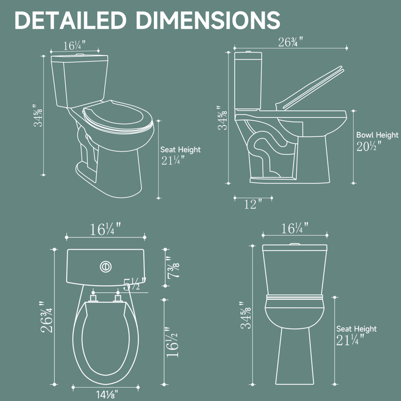 21" Extra Tall Toilet for Seniors, Compact High Toilet 1.0/1.28 GPF Tornado Dual Flush, MAP 1000g