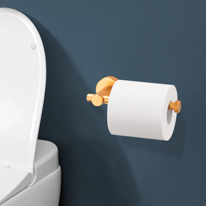 Wall-Mount Single Post Toilet Paper Holder In Brushed Gold Aluminum, Brushed Gold