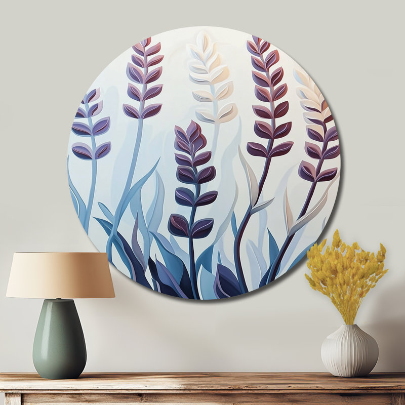 Lavande de Provence - art mural floral rond en métal, H 16 po x l 16 po