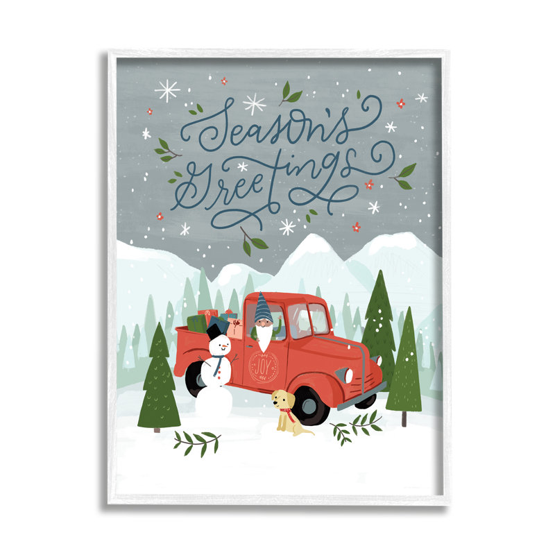 Season 'Greetings, H 14 po x l 11 po x P 1,5 po, Giclée encadrée blanc bord de mer