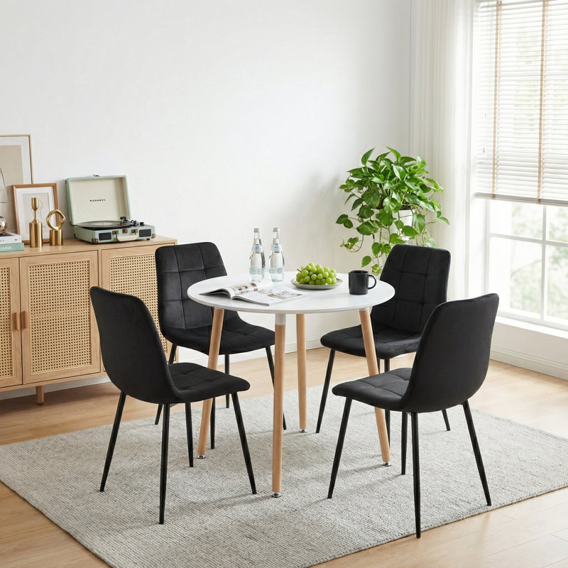4 - Person Dining Set, White, Black