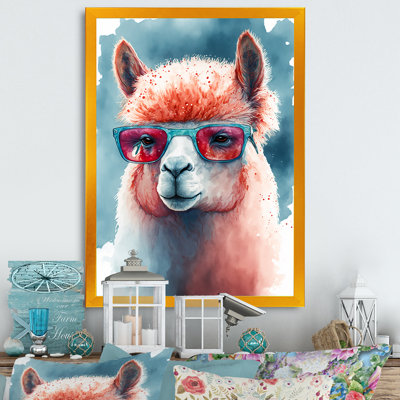 Cool Alpaca With Sunglasses Watercolour II " Cool Alpaca With Sunglasses Watercolour II "