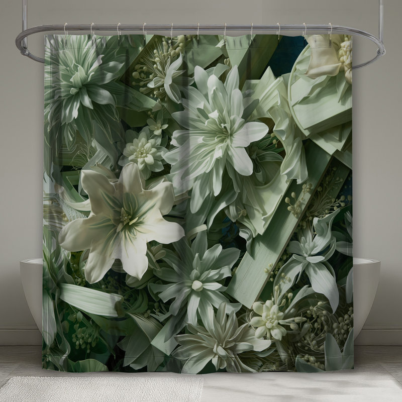 Rideaux de douche Green Flowers, L 70 po x H 93 po