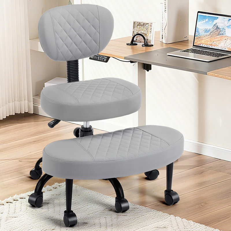 Ergonomic Office Chair with Adjustable Footrest for Cross-Legged Sitting, Desk Chair with Wheels for Home Office, Meditation & ADHD Focus