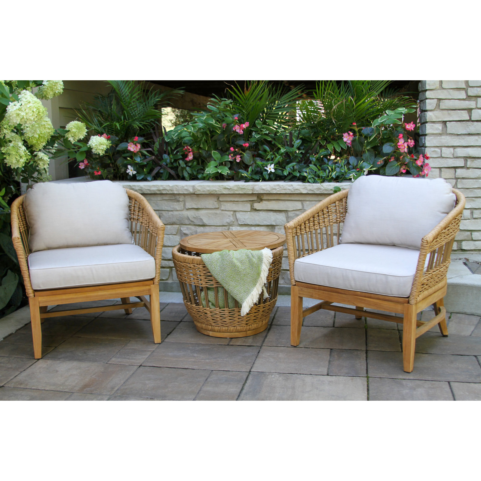 Dunkirk 2 - Person Patio Conversation Set with Cushions