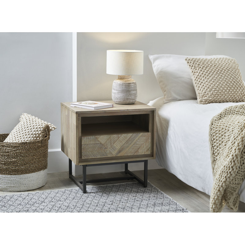 55cm W Solid Wood Bedside Table
