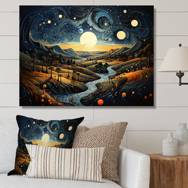 «Countryside Starry Countryside Night II», reproduction sur toile, H 30 po x l 40 po x P 1,5 po, Toile tendue