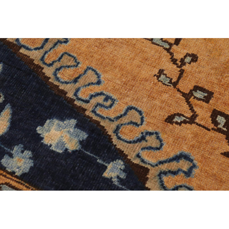 Laine oriental rouille orange / bleu noué à la main 9 pi x 12 pi 1 po Dorr