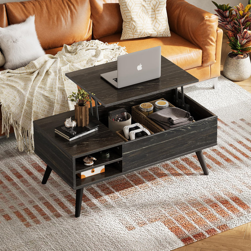 Eoghan Lift Top Coffee Table with Storage, Modern Coffee Tables with Adjustable Shelf, Square Wood Coffee Table for Living Room