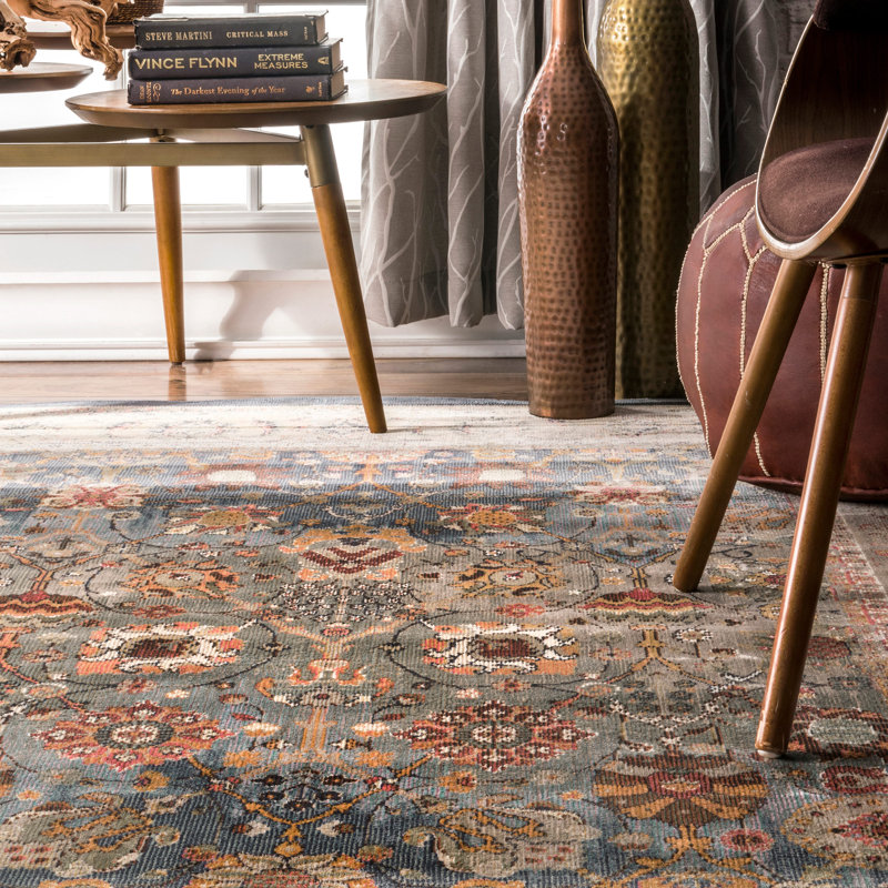 Tapis bleu / brun Alamo, Rectangle 5 pi 3 po x 7 pi 8 po