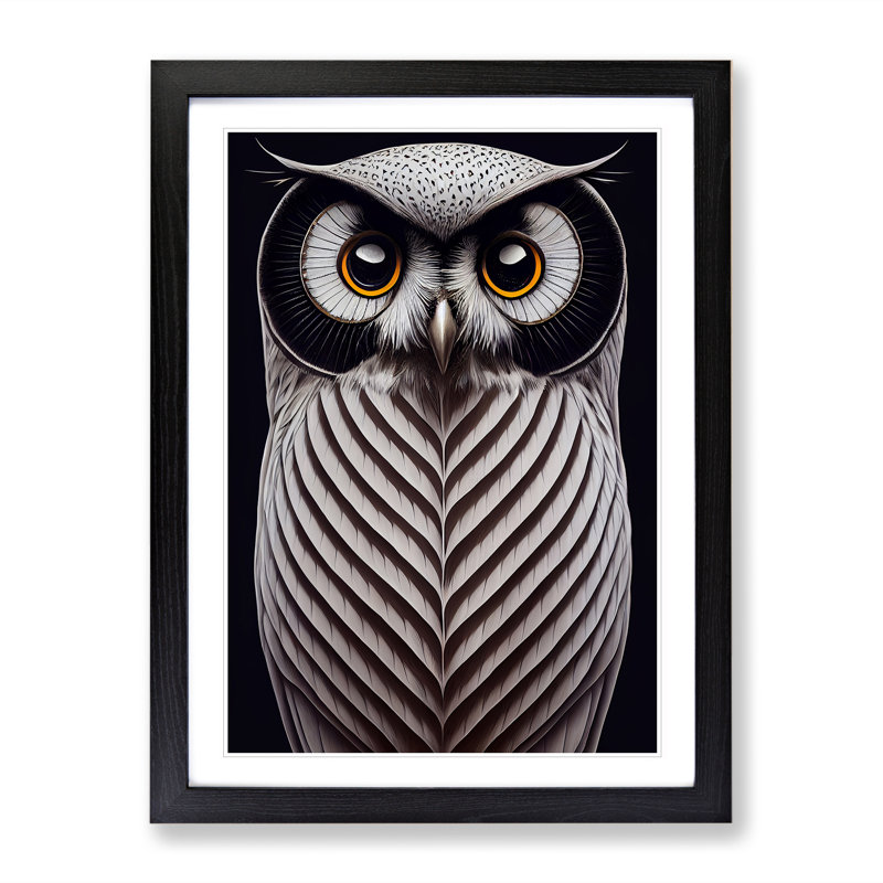 Awesome Owl - Single Picture Frame Print, 64cm H x 46cm W x 2cm D, Black Framed