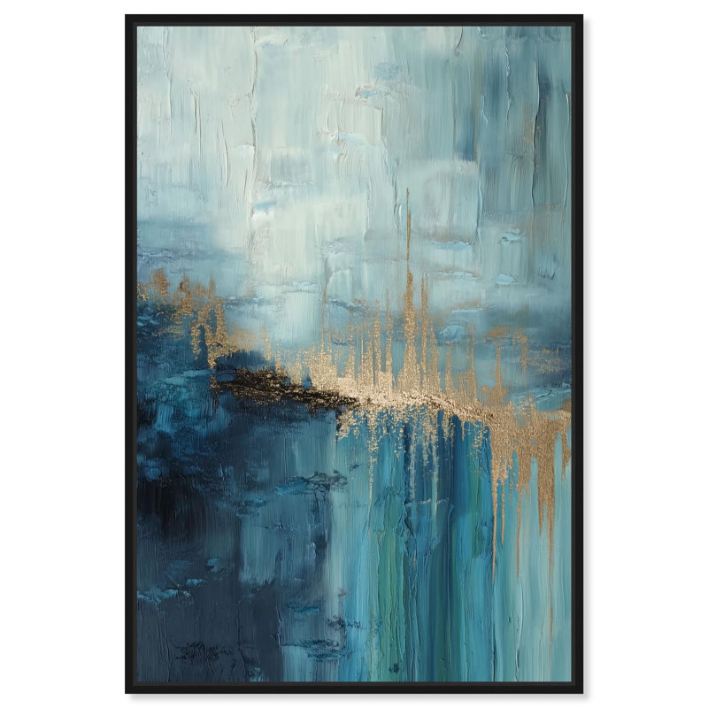 Navy Luster Veins II Canvas Print Blue Wall Decor by Art Remedy, Black Frame, 30 x 45, Black Frame, 46" H x 31" W