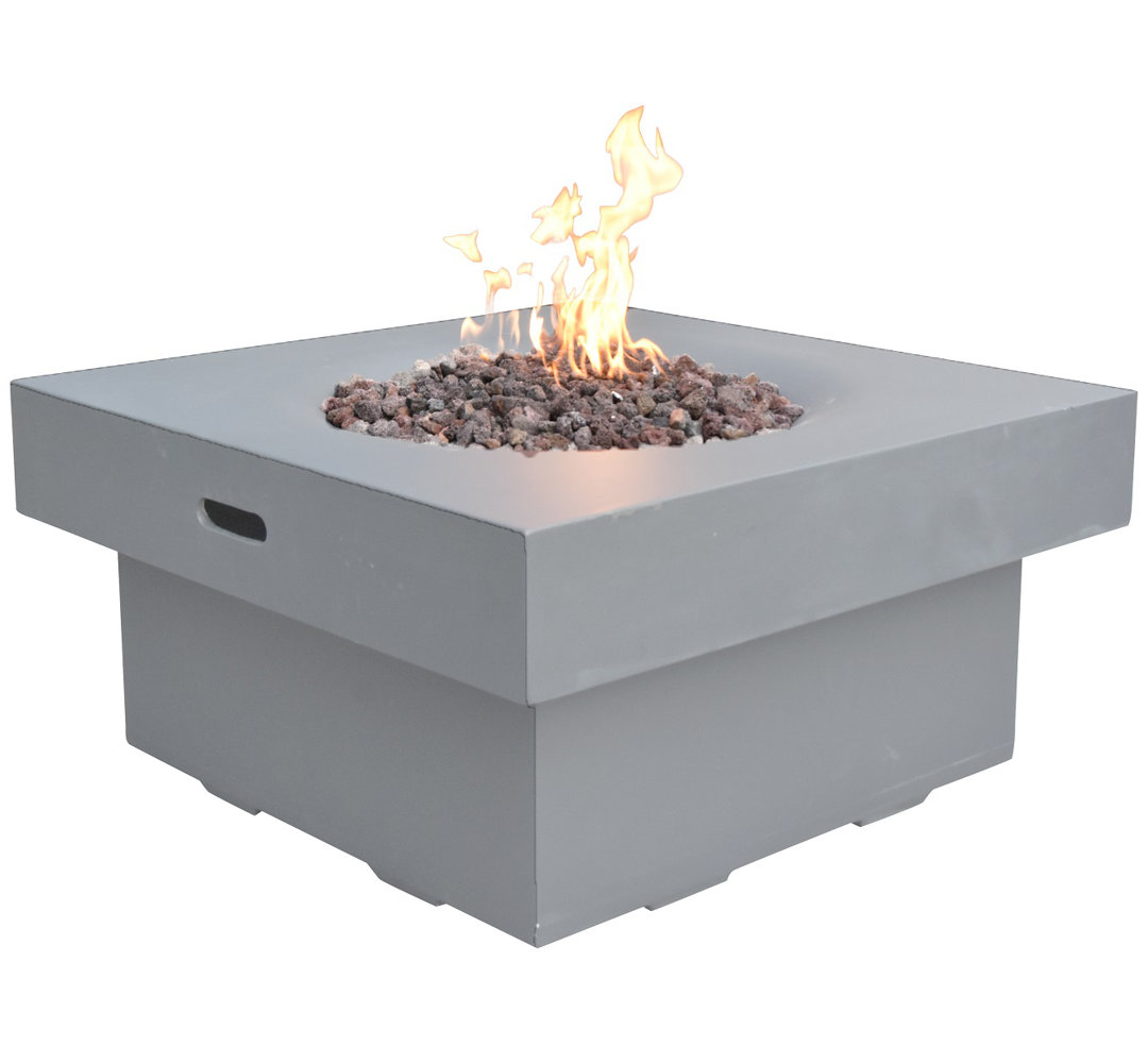 Aswith 34" Outdoor Concrete Fire Pit 50,000 BTU - Includes Lava Rocks & PVC Cover Latitude Run® Fuel 