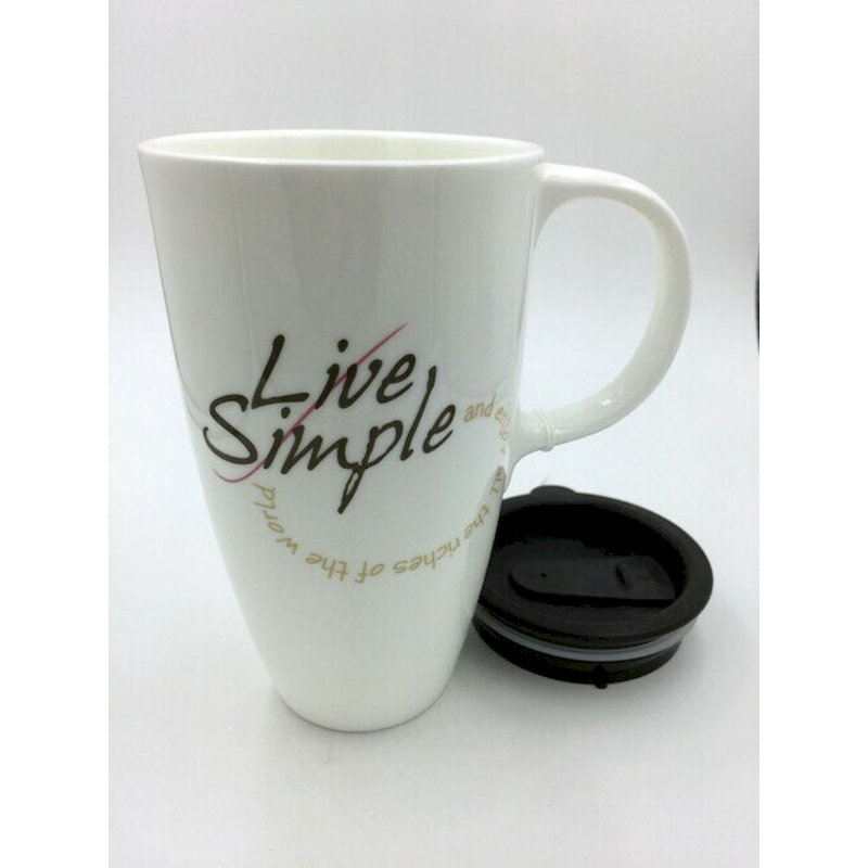 Abram Porcelain Coffee Mug, Live Simple