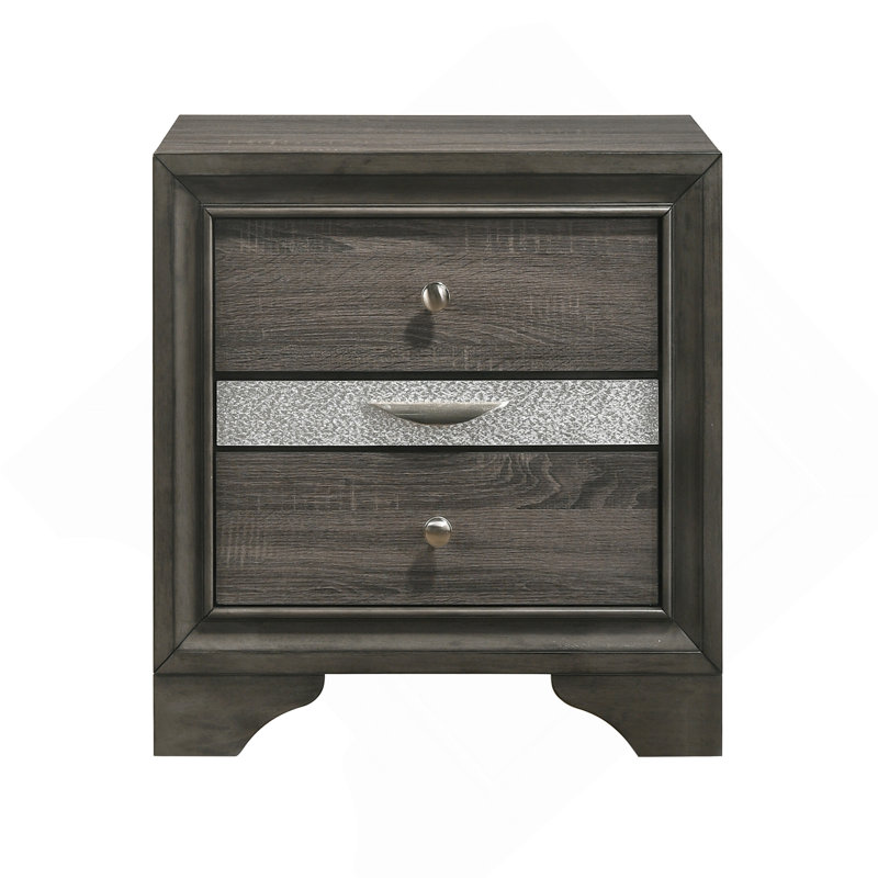 Grey 3-Drawer Nightstand