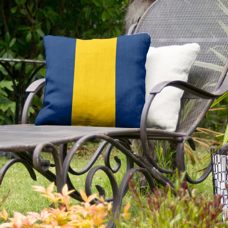 Coussin décoratif d'intérieur/d'extérieur, Bleu / doré, 20 po x 20 po