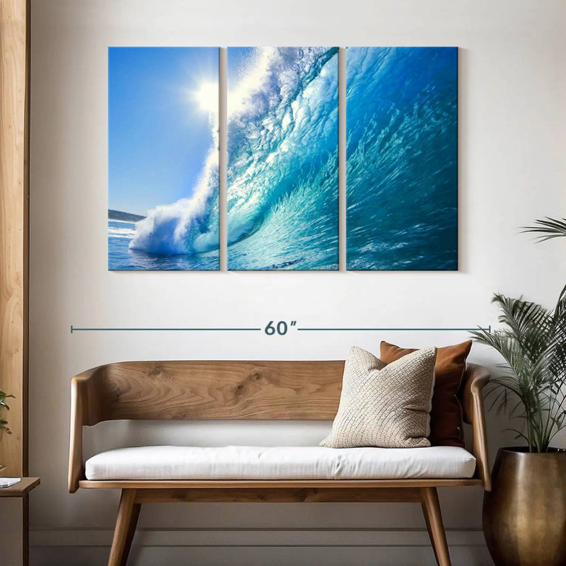 Gillard - vague bleue ensoleillée, H 32 po x l 50 po