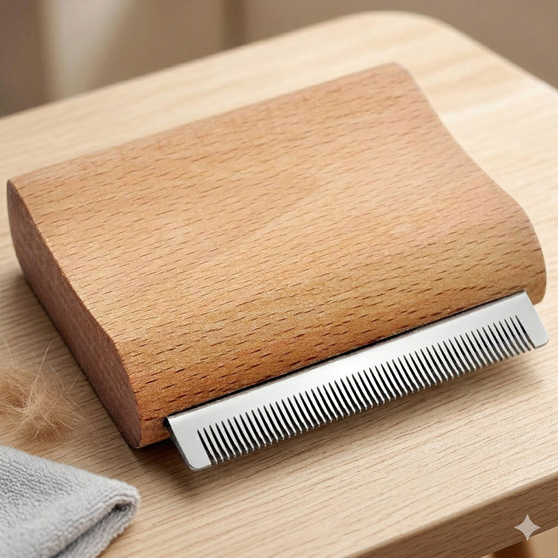 Brosse ergonomique à manche en bois pour lapins et chats, tête de 3 pouces, éliminant efficacement l'excès de fourrure, les cheveux et les débris, démêlant le pelage