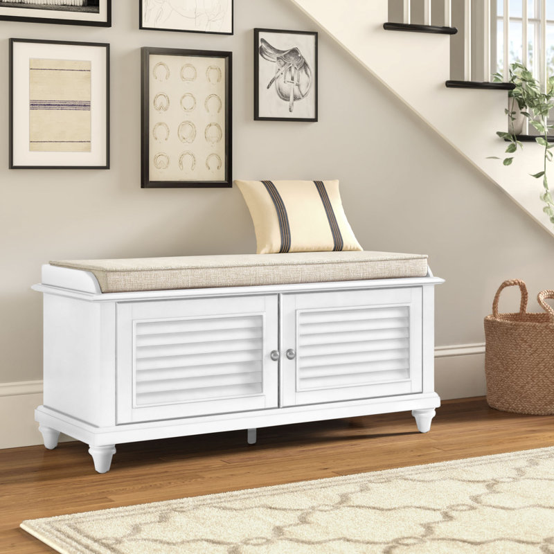 Banc de rangement avec armoires Ribbs, Blanc