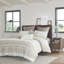 Housse de couette en coton double / grand, chenille, touche romantique, imprimé, réversible taupe, fermeture à boutons, décor lavable à la machine, chic