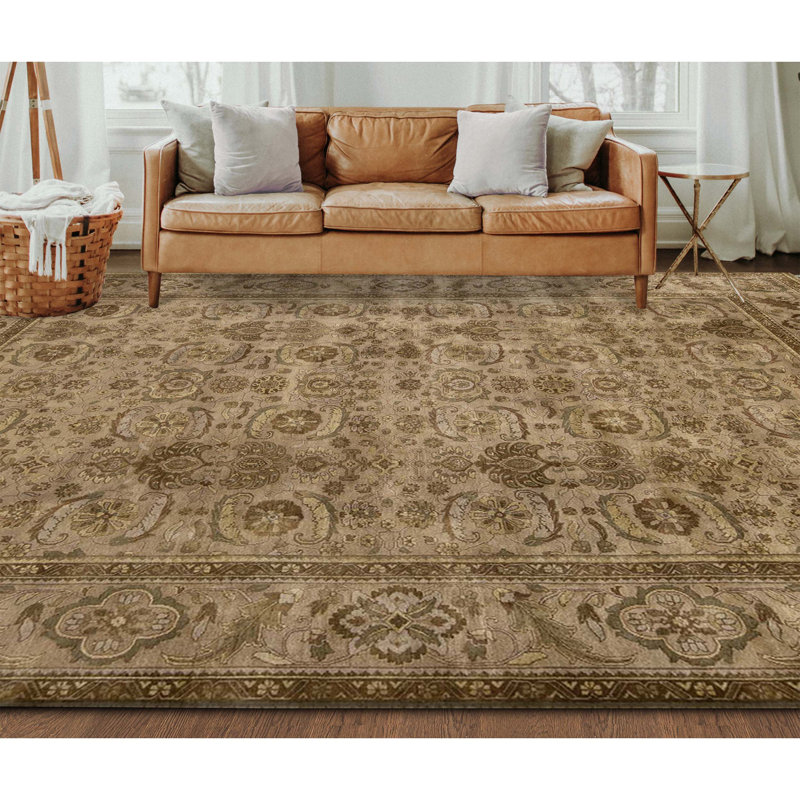 Tapis rectangulaire en laine noué à la main