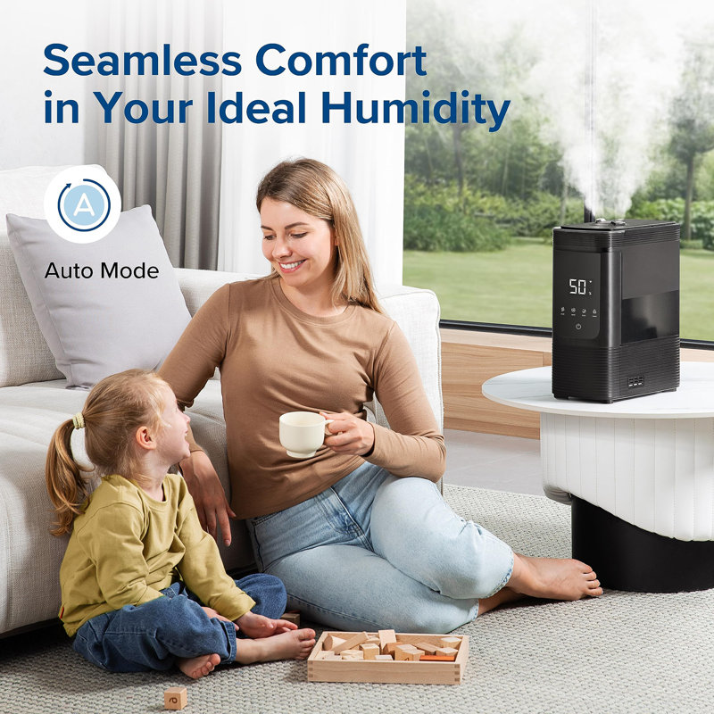 Humidifiers for Bedroom Home, Smart Warm and Cool Mist Air Humidifier for Large Room, Auto Customized Humidity, Fast Symptom Relief, Easy Top Fill, Essential Oil, Quiet, OasisMist4.5L