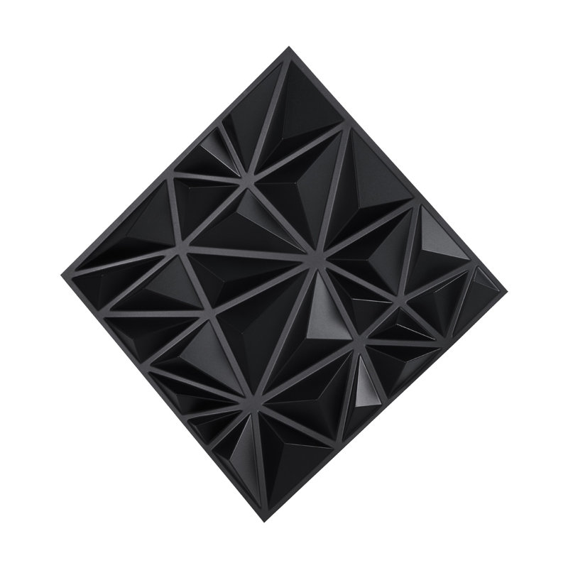 Paquet de 33 panneaux muraux 3D noir mat | Carreaux en PVC à motif de losanges pour murs décoratifs modernes
